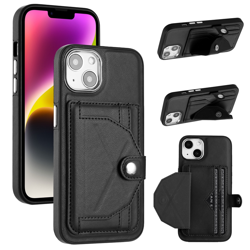 Custodie in pelle portafogli carte di credito iPhone 15 14 Plus 13 Pro Max 12 11 XR XS X 8 6 7 Porta carte di credito slot carte di credito Moda Tasca flip Cover Custodia antiurto cavalletto