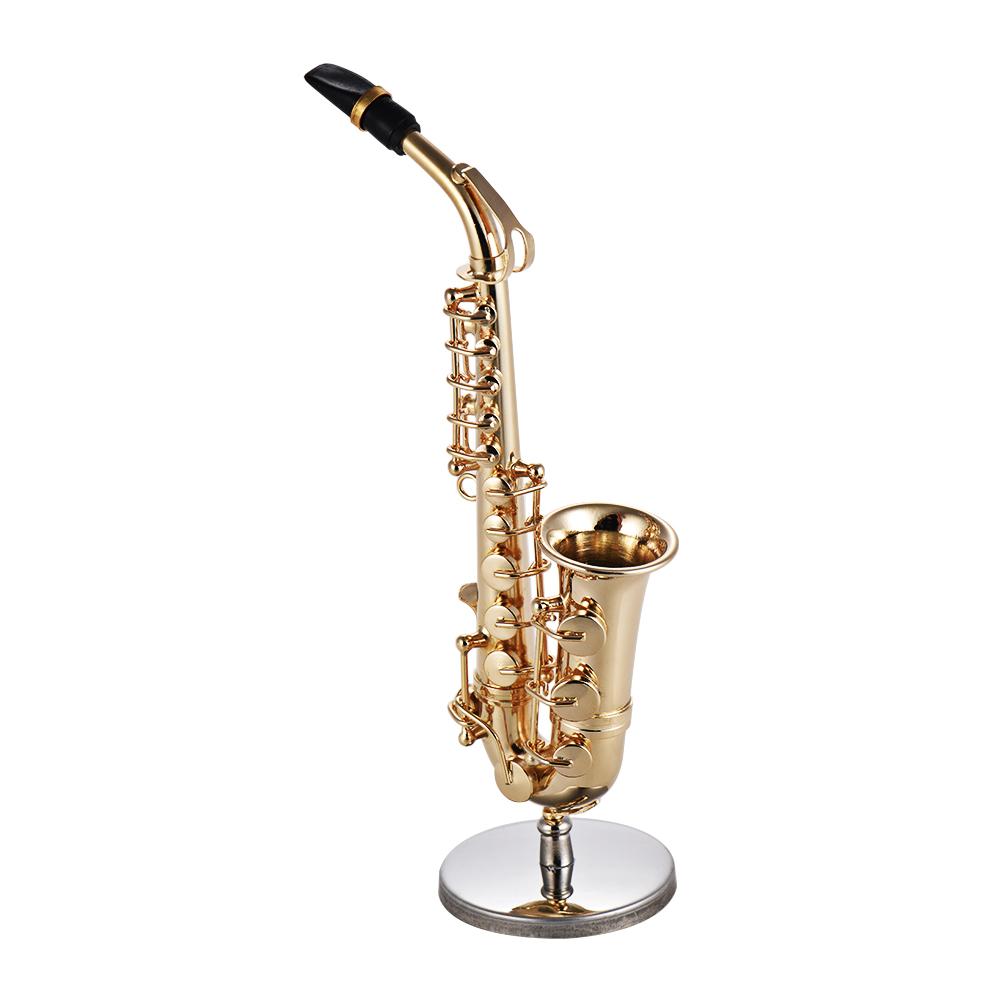 Saxophone mini laiton alto saxophone modèle sax modèle exquis de bureau décoration décoration ornements musicaux cadeau avec boîte délicate