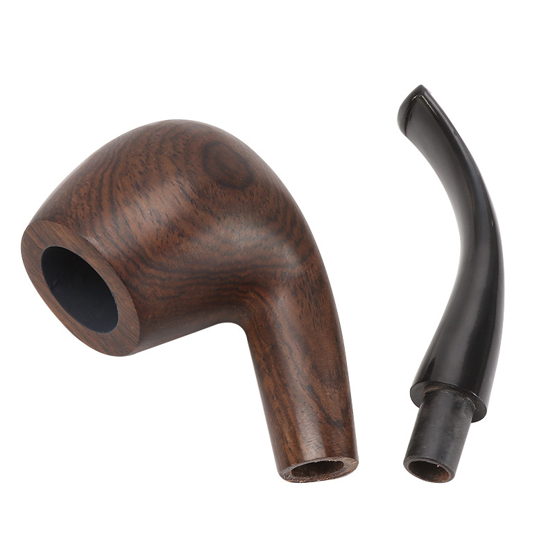 Smoking Pipes Cigarette manufacturer's old-fashioned handmade black sandalwood tobacco pipe, 9mm filtered cigarette holder, raw wood waxed pipe