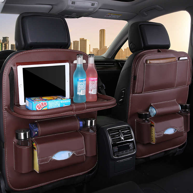 New Portable Car Back Seat Organizer Storage Bag with Foldable Table Tray Tablet Holder Auto Back Seat Bag Protector Accessories