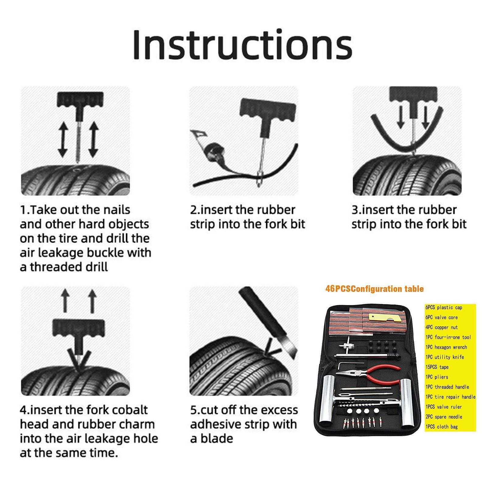 New Motorcycle Anti-puncture Kit Flat Tyre Repair Kit Patch Repair Original Tires Automotive Tools Tubeless Tire Repair Set