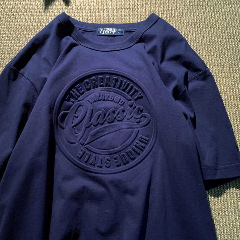 Men's T-Shirts Retro short sleeved t shirt men and women summer new trendy brand loose all match 3D three dimensional bump top body T-shirt man P230516