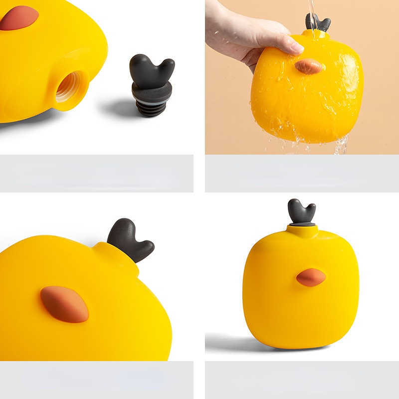 Cartoon food-grade silicone hand warmer explosion-proof leak-proof hot water bag creative anti-scalding baby warmer