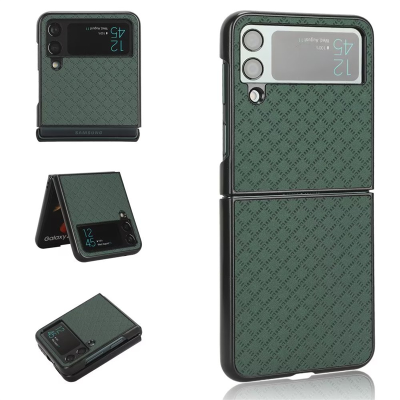 Custodie telefoni in pelle PU Rhombus Proteggi cover posteriore PC rigido Samsung Galaxy Z Flip 3 4 Z Fold 3 4