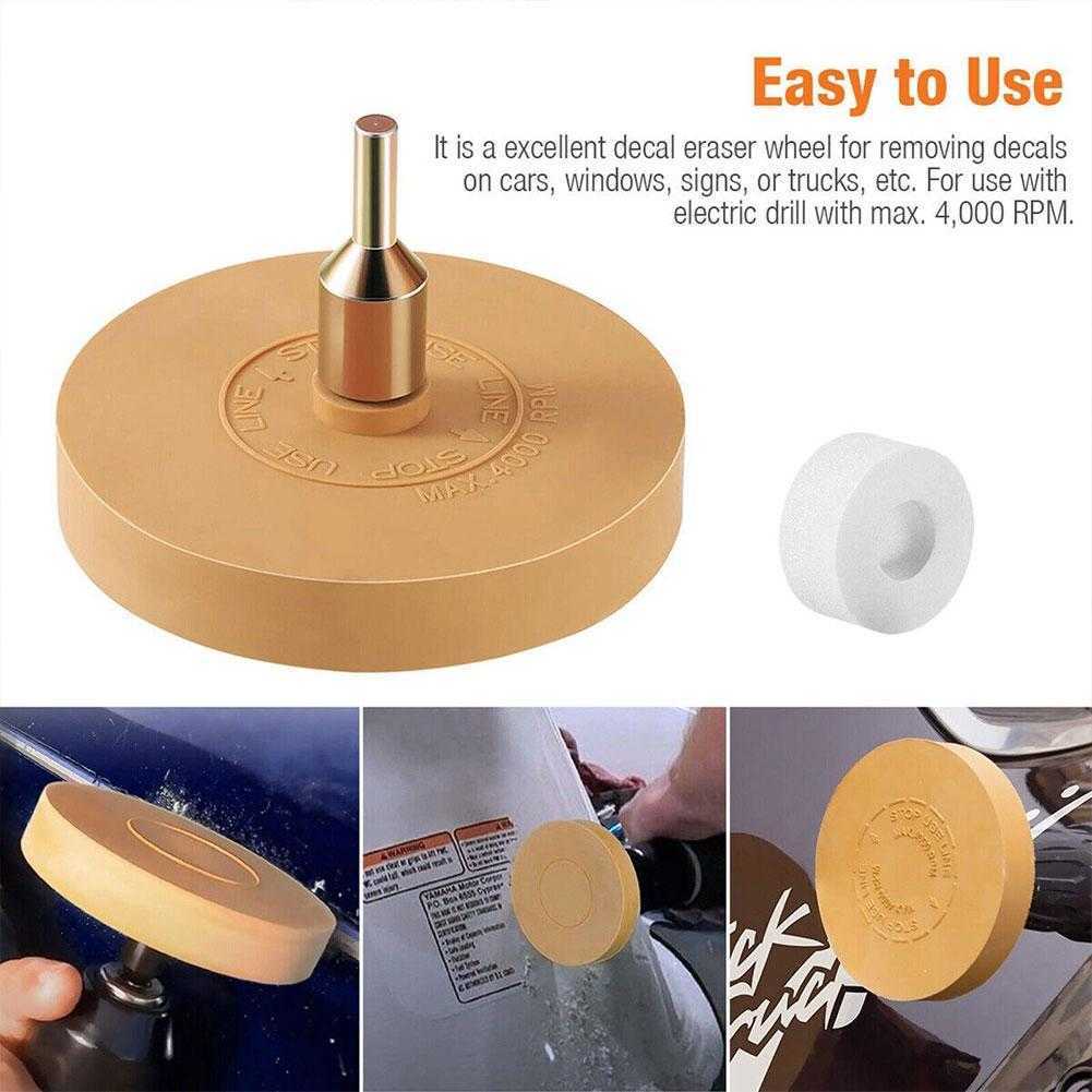 New 3.5inch Rubber Car Eraser Wheel for Adhesive Sticker Pinstripe Decal Graphic Remover Adhesive Remover Wheel with Pad Adapter