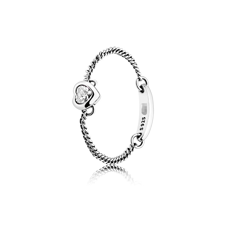 925 Pounds Silver New Fashion Charm Original Pandora Ring, Silver Ring, Sparkling Crown Style Angel Wings Temperament Couple Ring
