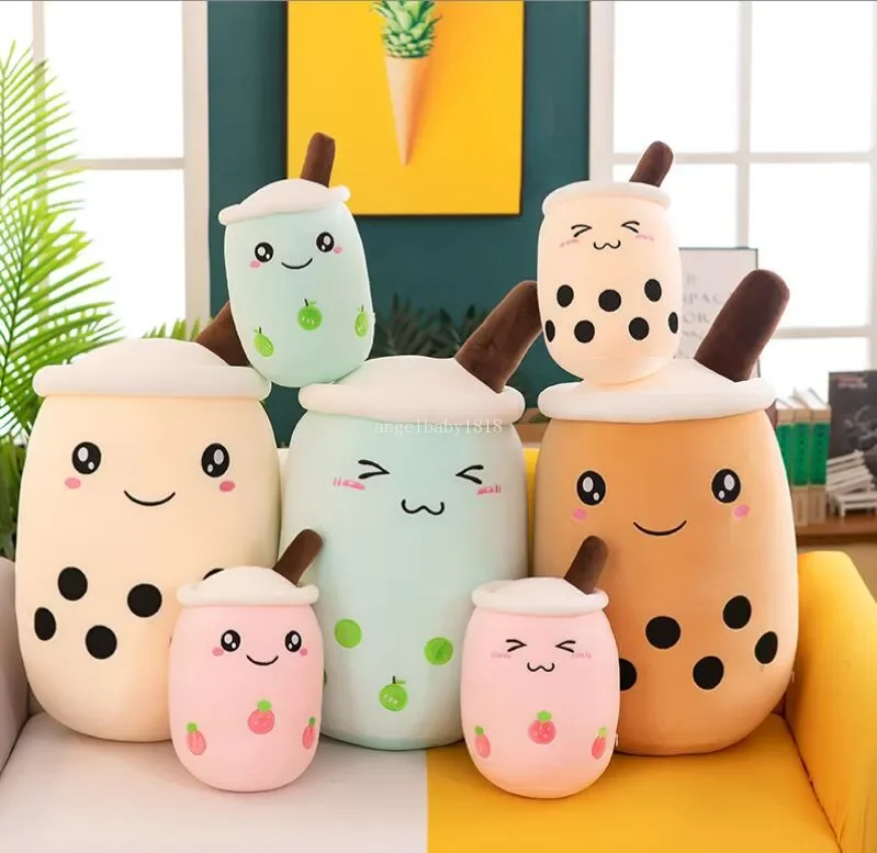 Bubble Tea Plush Toy Stuffed Animal Cute Food Cup Milk Boba Plush Soft Cushion Birthday Gift