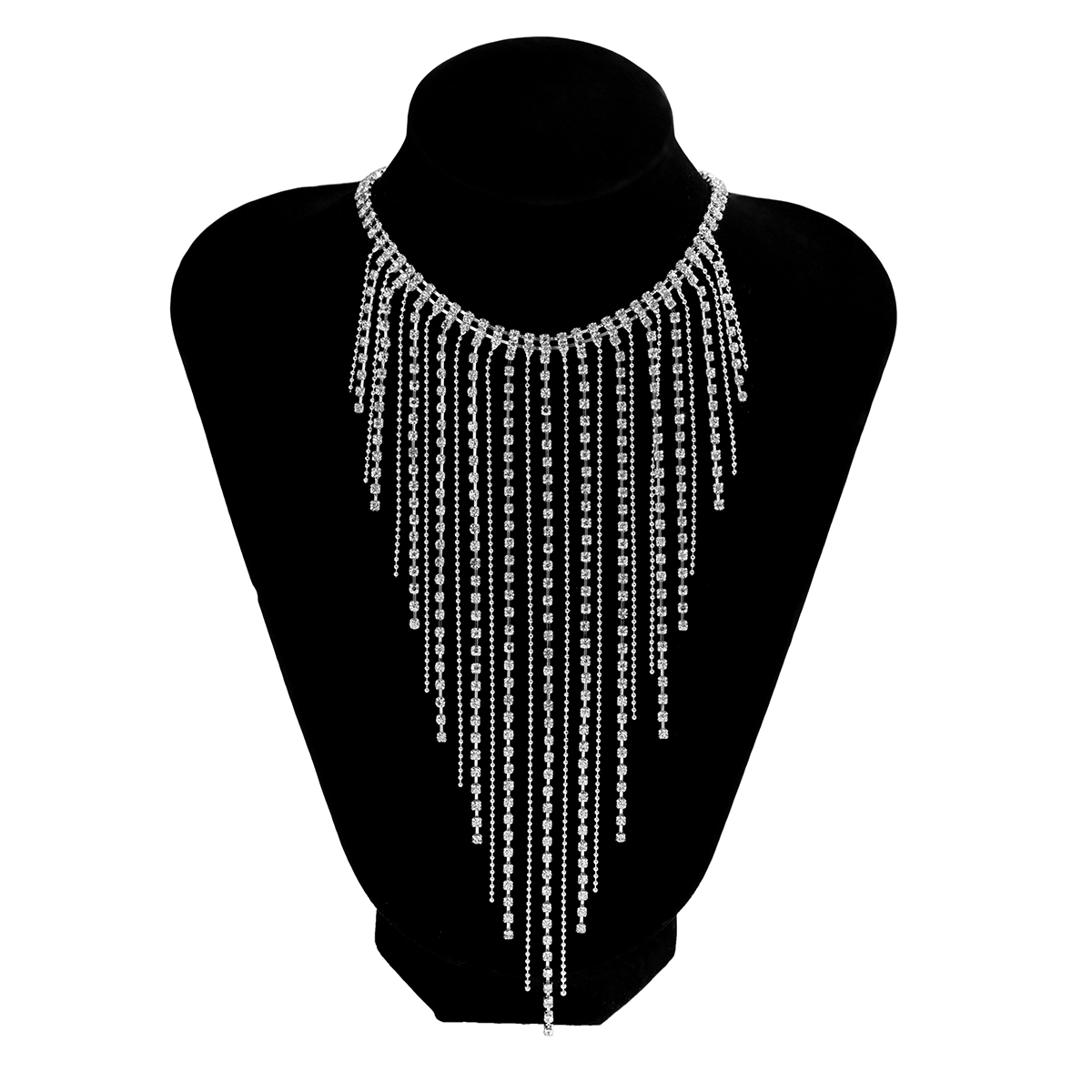 Luxury Iced Out Rhinestone Women Necklace Multilayer Long Tassel Choker Clavicle Chest Chain Jewelry Colllar Party Gifts