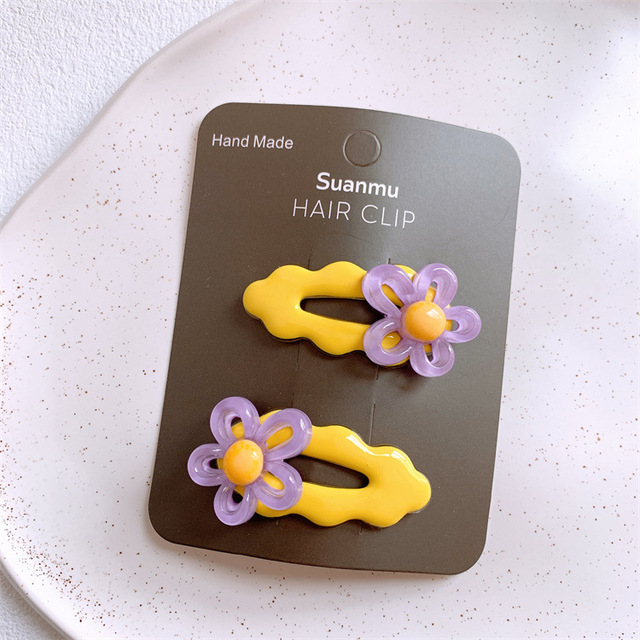 New Korean Sweet Girl Princess Cloud BB Clip Hair Accessories Fashion Children's Cute Colorful Flower Hair Rope Headwear