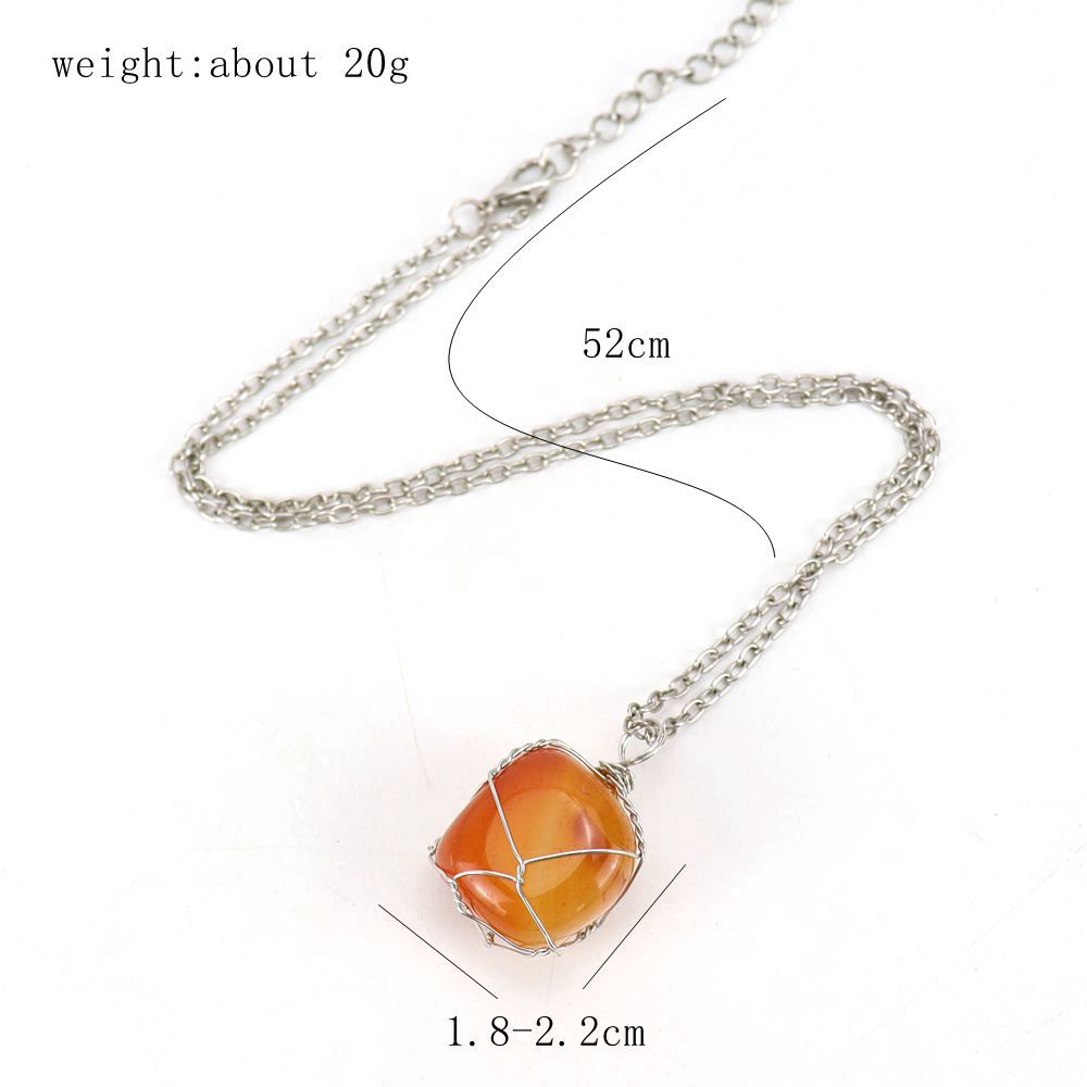 5 Styles Natural Stone Wire Winding Pendant Irregular Amethyst Rose Quartz Crystal Agate Necklaces Jewelry Accessories