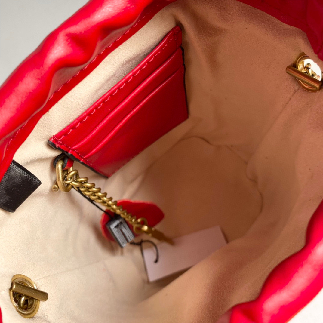 10A Marmont Bucket Bag Damen-Kette, großes Fassungsvermögen, Umreifungsöffnung, klassische gestreifte Lederkette, Metall-Logo-Schnalle, luxuriöse Designer-Tasche, ID royalfashion_bag