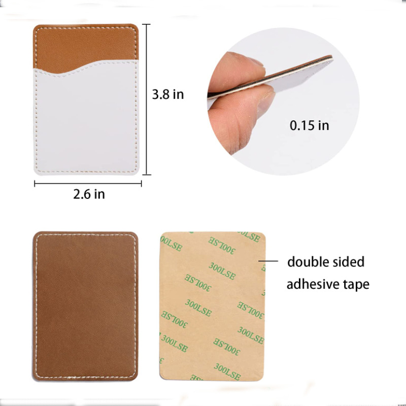 Titulaire de la carte de sublimation en cuir PU autocollant arrière de téléphone portable avec adhésif blanc poche d'argent vierge cartes de crédit couvre cadeau de Noël en gros GG