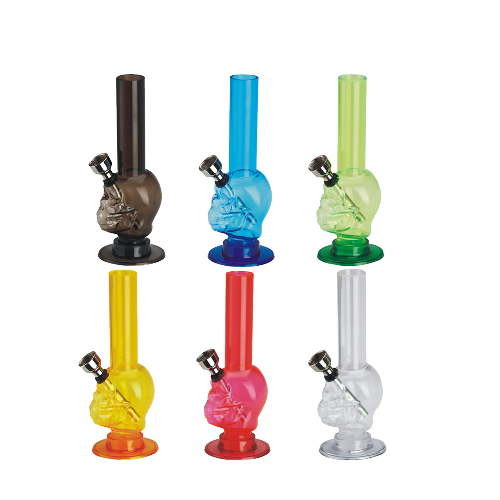 150mm 6 Pure Colors Mini Ghost Head Akryl Rökning Bong Water Pipe Tall Bong Beaker med metallskål Dab Oil Bubbler Tillbehör Partihandel