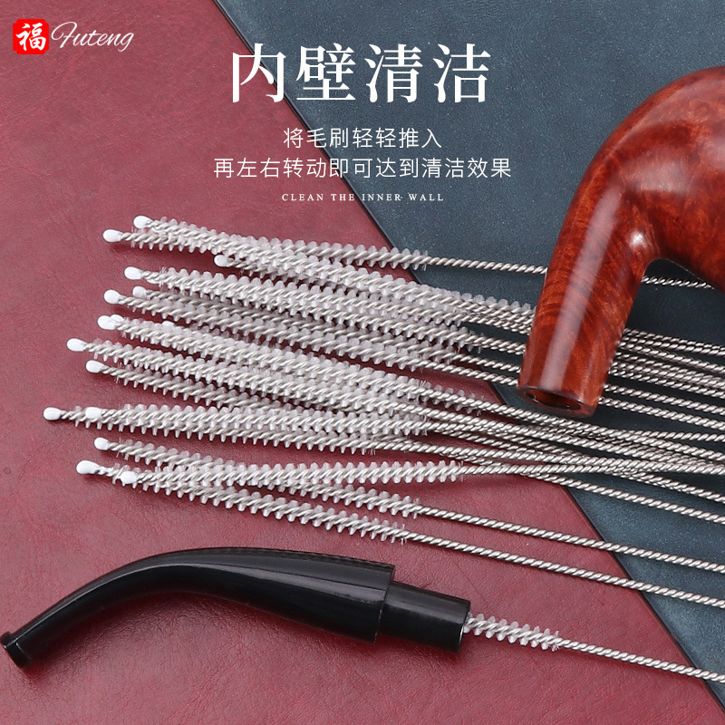 Smoking Pipes Metal strip flue brush can be recycled, and the metal bristle brush of the cigarette holder dredger