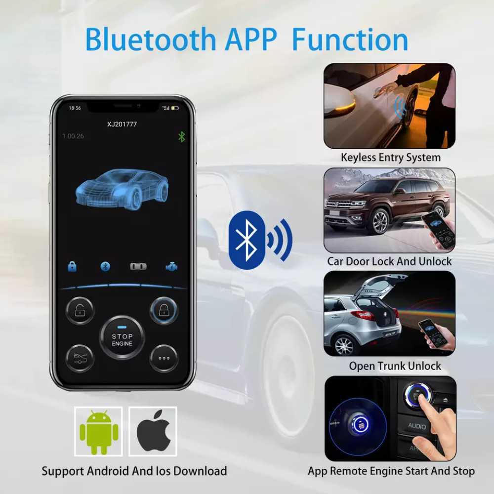 Nuovo telecomando allarme auto PKE Car Start Stop Ingresso senza chiave Sistema di allarme avviamento motore Pulsante Starter Stop remoto