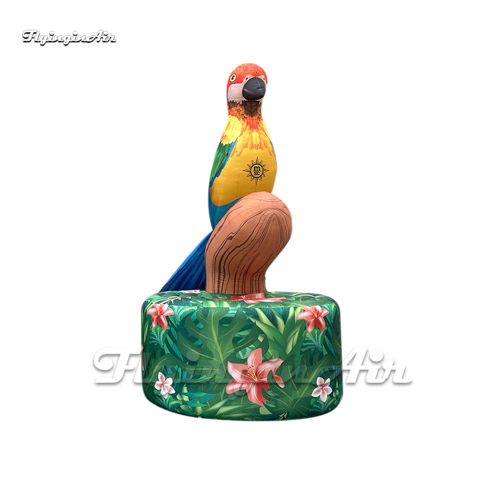 Amazing Large Inflatable Parrot Balloon Airblown Totem Wood Pillar Replica With Blower For Club Event