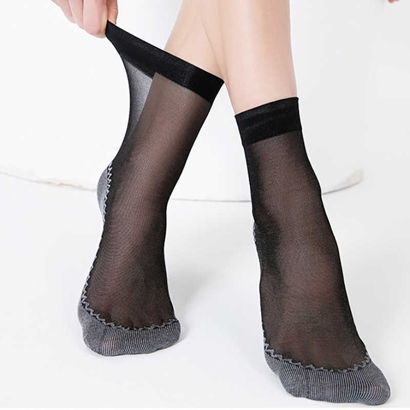 Socks Hosiery Anti-snagging Silk Women Summer Transparent Socks Cotton Single Non-Slip Seamless Thin Elastic Breathable Nylon Socks P230516