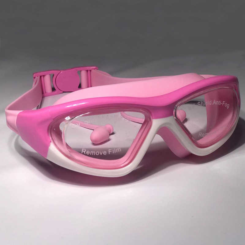 Schwimmbrille für Kinder mit großem Rahmen, beschlagfrei, UV-Licht, Schwimmbrille, komfortable Dichtung, HD-Ohrstöpsel, One P230516