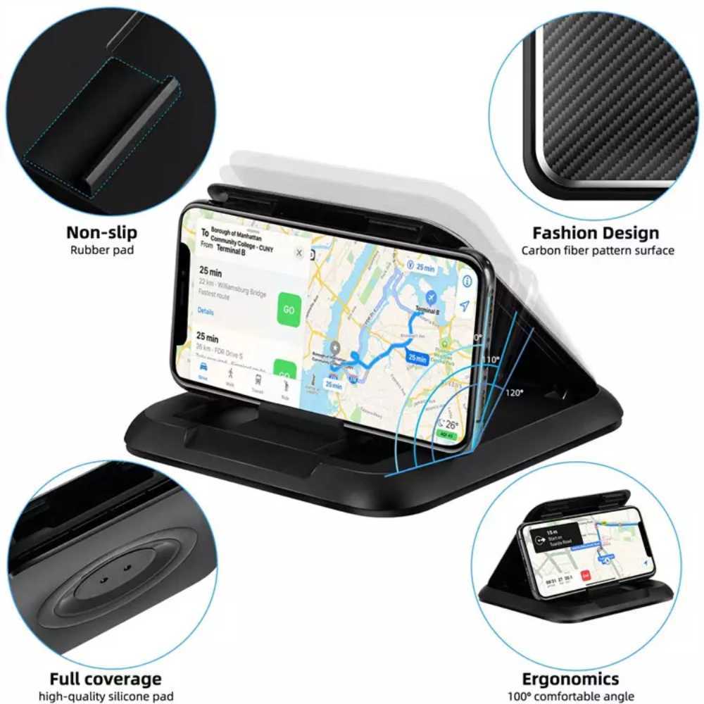 새로운 자동차 전화 홀더 대시 보드 3 ~ 7 인치 휴대 전화 클립 카본 파이버 마운트 브래킷 iPhone XR XS Max GPS 스탠드