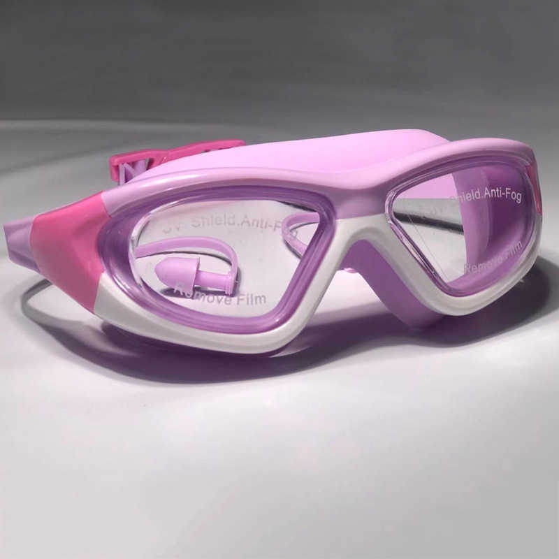 Schwimmbrille für Kinder mit großem Rahmen, beschlagfrei, UV-Licht, Schwimmbrille, komfortable Dichtung, HD-Ohrstöpsel, One P230516