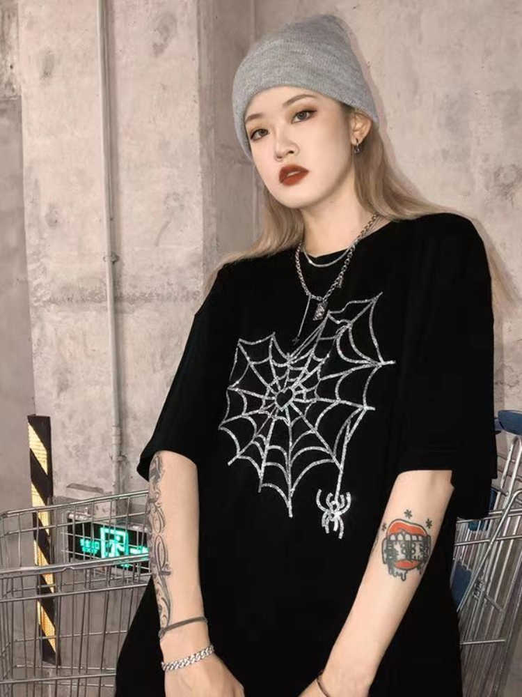 Męskie koszulki Nicemix Kpop Hot wiertło T-shirt mężczyźni kobiety luźne trendy marka serc gra gotycka listy bling lato krótkie rękawe harajuku koszulka J230516