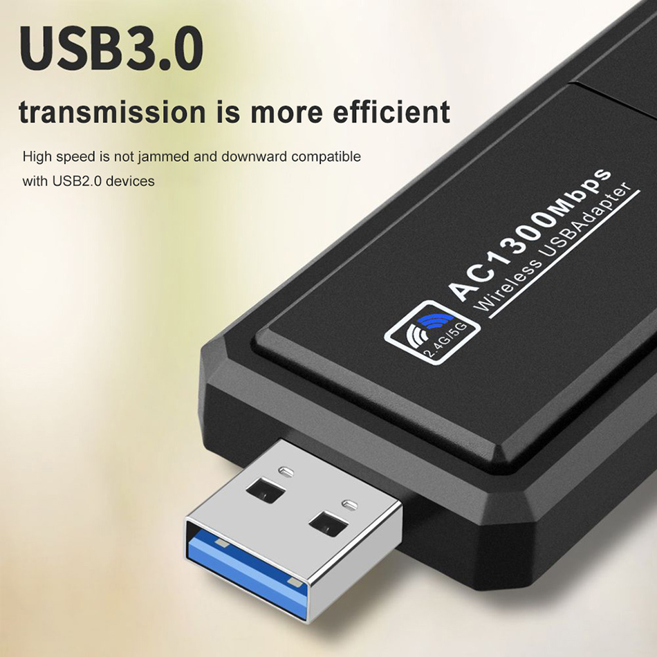 1300Mbps USB WiFi 어댑터 2.4G 5GHz 듀얼 밴드 Wi -Fi 네트워크 카드 RTL8812BU PC 데스크탑 랩톱 802.11a/b/g/n/ac 용 무선 수신기