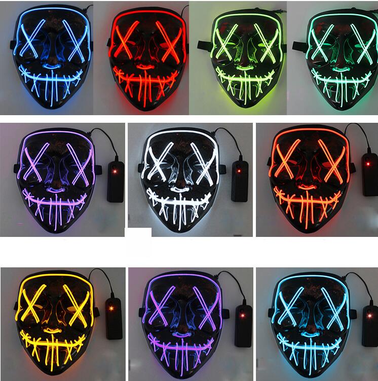 Euro American 10 Colros Festive Party Halloween Mask Led Light Up Green Green Masks Festival Cosplay Fornece
