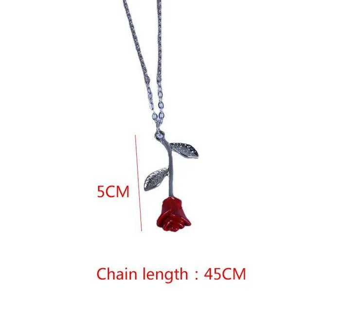 Romantique Rouge Rose Pendentif Collier Saint Valentin Cadeau Colliers Pour Petite Amie Designer Bijoux Accessoires