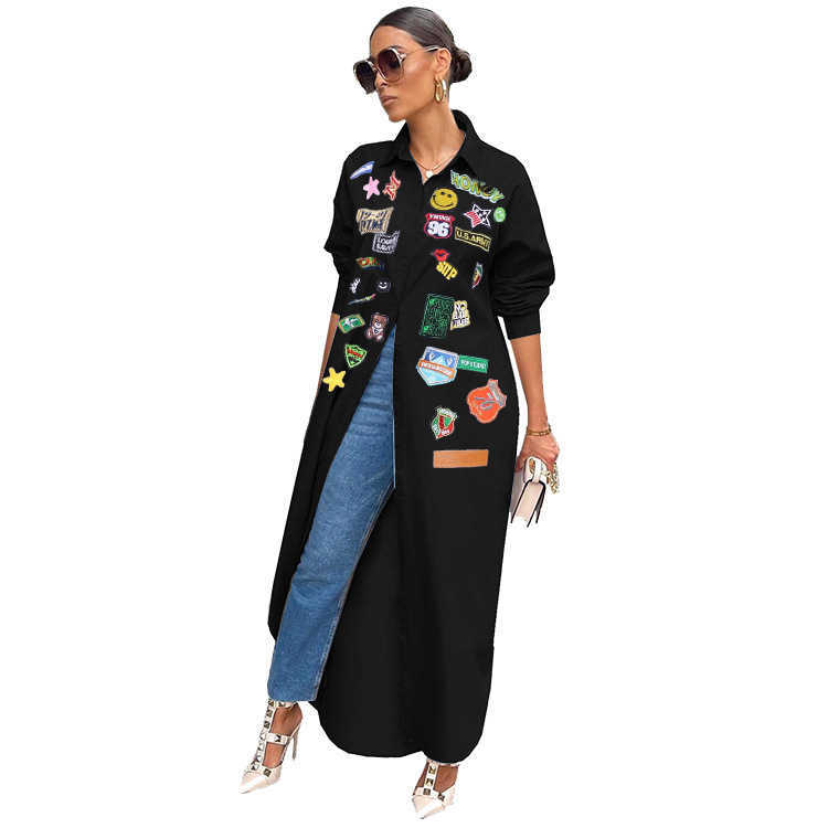 Women Long Shirt Coat Designer 2023 New Summer Fashion Casual Personalized Print Sunscreen Overcoat 5 Colours