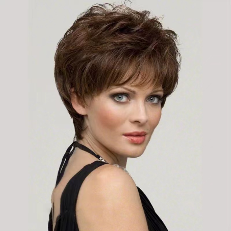 Lace Wig Middle aged and elderly mothers wigs women's short curly hair thin breathable lifelike needle delivery all head