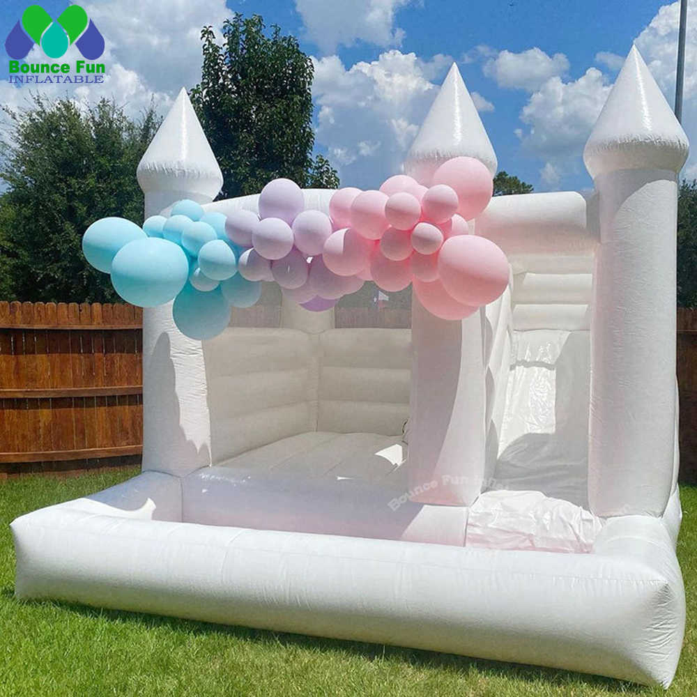 Commercial Inflatable White Wedding Bounce House With Slide And Ball Pit PVC Jumper Moonwalks Bridal Bouncy Castle For Kids