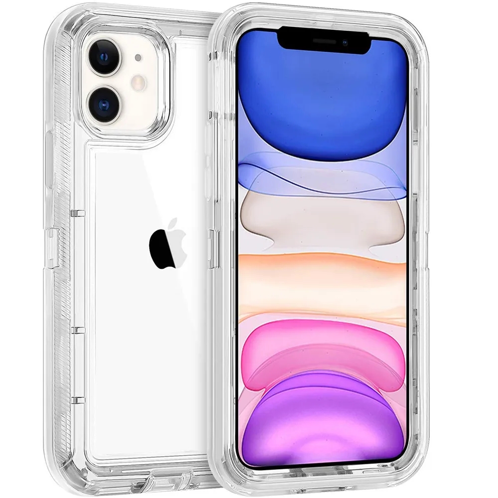 Caixa de pára-choques à prova de choque da armadura para iPhone 12 11 Pro Max XR XS x 6 7 8 Plus Proteção transparente para fortes PC Hard PC TPU Caixa de telefone 2-1