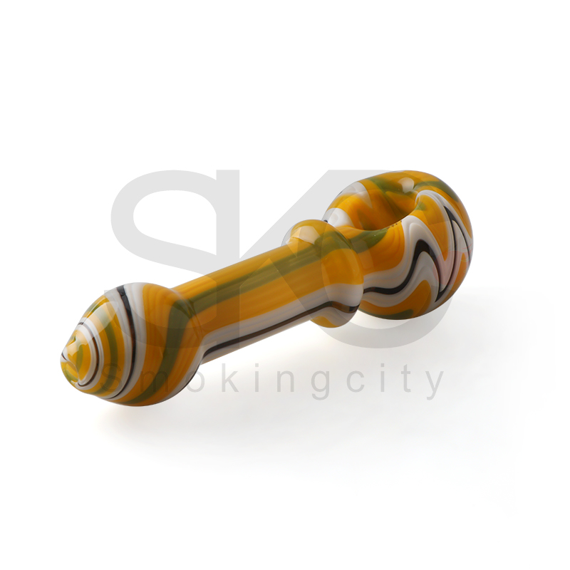 US Glass Trippy Swirls Spoon Pipes Smoke Hand Pipe For Tobacco Dry Herb