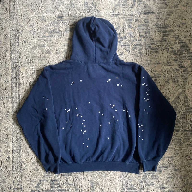 Men's Hoodies Sweatshirts Good Quality Blue  555555  Fashion Pullover Men  Young Thug Spider Web Star Letter Women Hoodies y2k