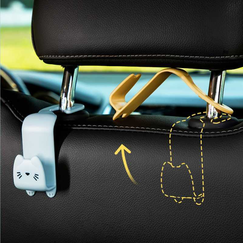 Nieuwe 2-stcs creatieve auto haak schattige kattenzitters hekhaken achter de zitplaats accessoires organisator haaktassen kleren zonsopgangen hanger clip