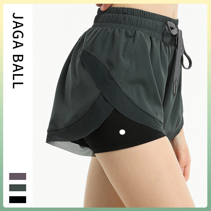 lu Women Sports Yoga Shorts Outfits High Waist Sportswear Breathable With Pocket Fitness Wear Short Pants Girls Running Elastic With Inner Lining 2028