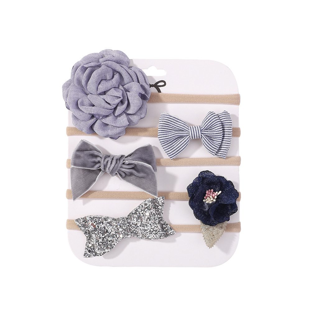 Newborn Lace Embroidered Nylon Headband Baby Girl Floral Print Bow Nylon Headbands Infant Nylon Head Wraps Kid Lace Headwear