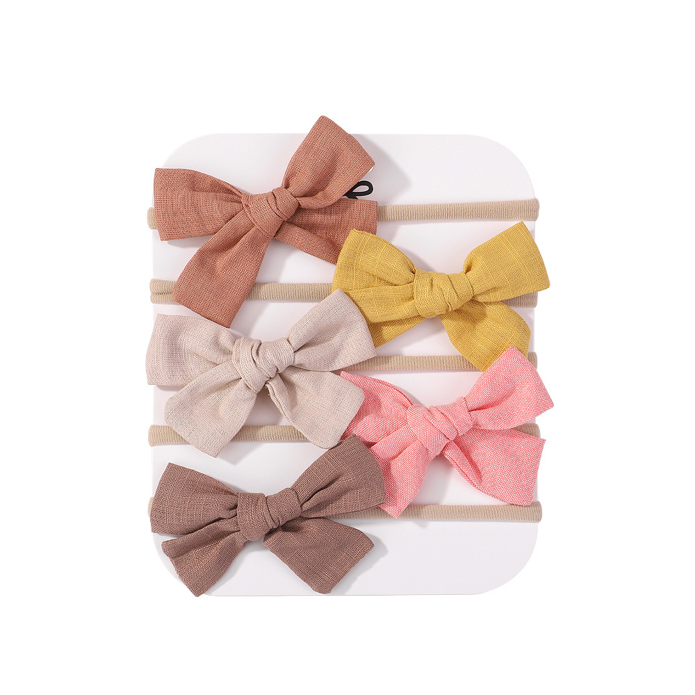 Newborn Lace Embroidered Nylon Headband Baby Girl Floral Print Bow Nylon Headbands Infant Nylon Head Wraps Kid Lace Headwear