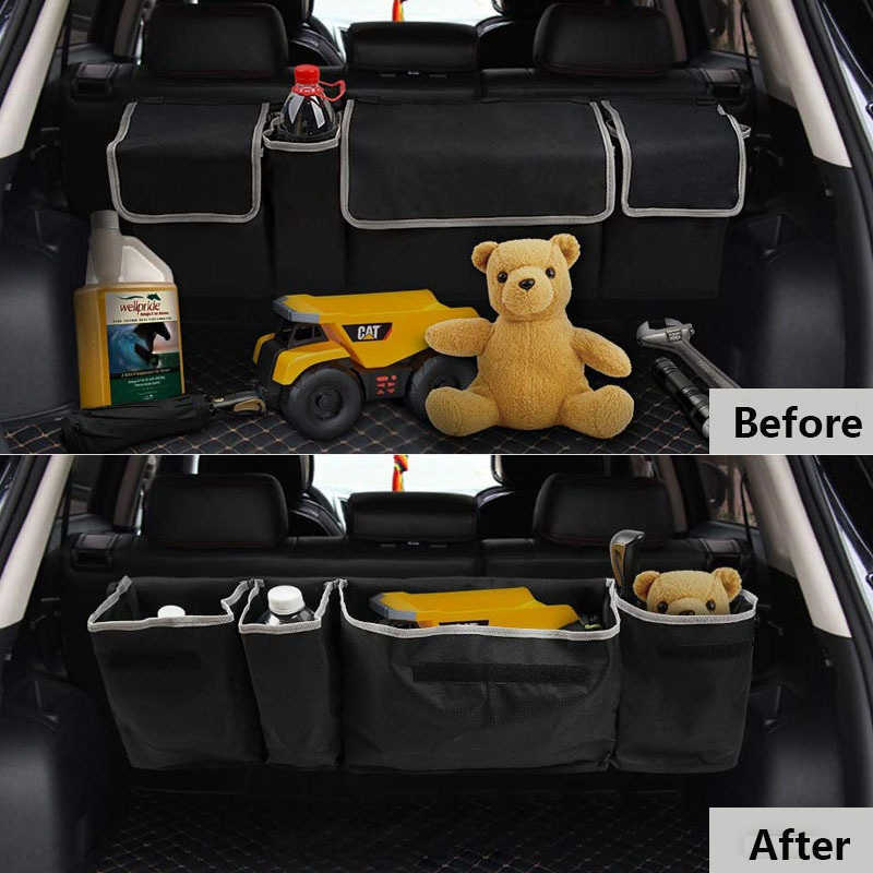 New Car Trunk Organizer Car Rear Seat Back Storage Bag Adjustable Backseat Storage Bags Multi-use Oxford Auto Seat Back Organizers