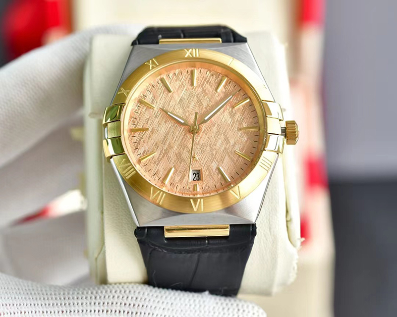 Luksusowy męski zegarek z w pełni automatycznym mechanizmem mechanicznym wykonanym ze stali precyzyjnej 316l, który tworzy mineralne supermocne lustro i prezentuje elegancki styl dżentelmena