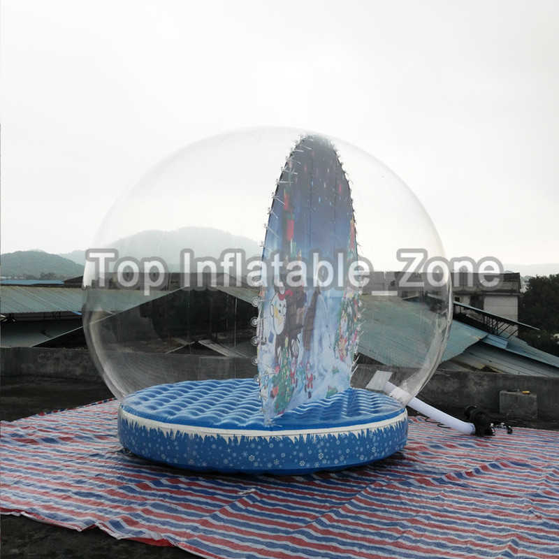 2021 Globo de neve de natal para eventos Centro de cenário personalizado Booth Globe Photo Booth com bomba Bolha de Christmas Yard Clear Bubble