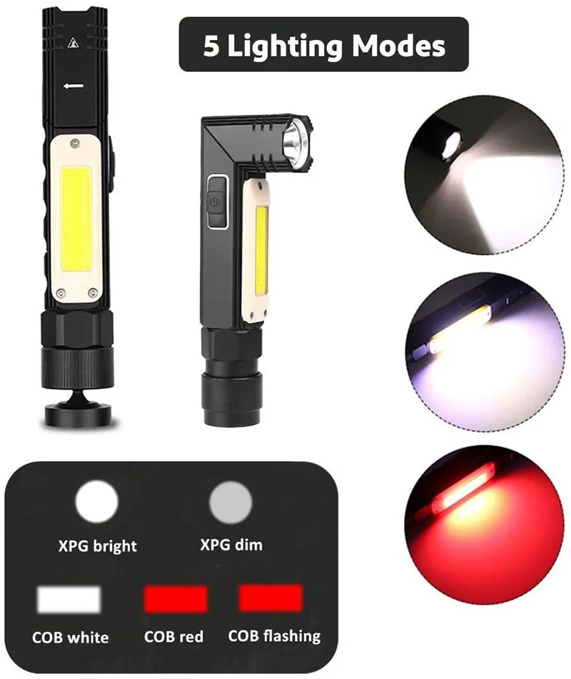 Linternas LED Linterna Recargable Magnética COB Linterna Frontal ...