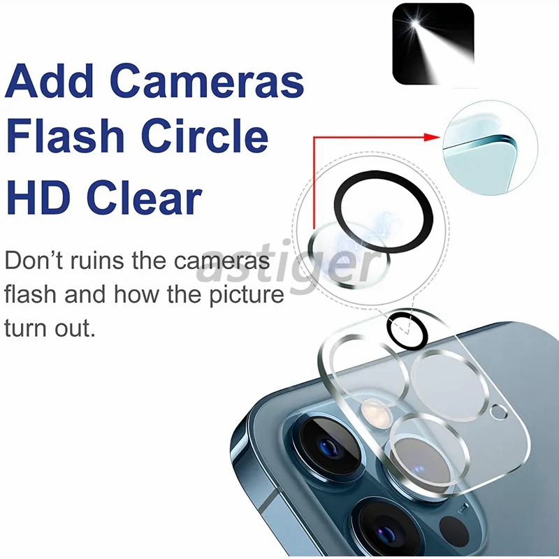 3D HD Full täckning KLAR RATCE RESISTENT BAKERA KAMERA LENS-skyddet Tempererat glasfilm med Flash Circle för iPhone 15 14 13 12 11 Mini Pro Max 14Plus med detaljhandelslådan