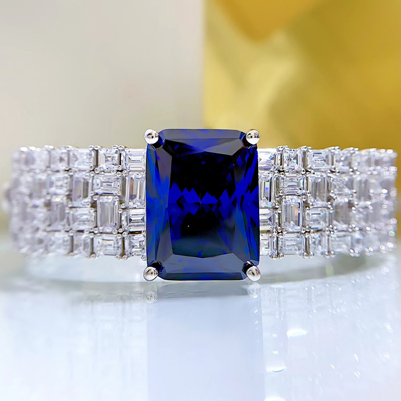 Trendy 20ct Sapphire Diamentowa Bransoletka Bransoletka 100% Real 925 Srebrne bransoletki ślubne dla kobiet mężczyzn biżuteria zaręczynowa