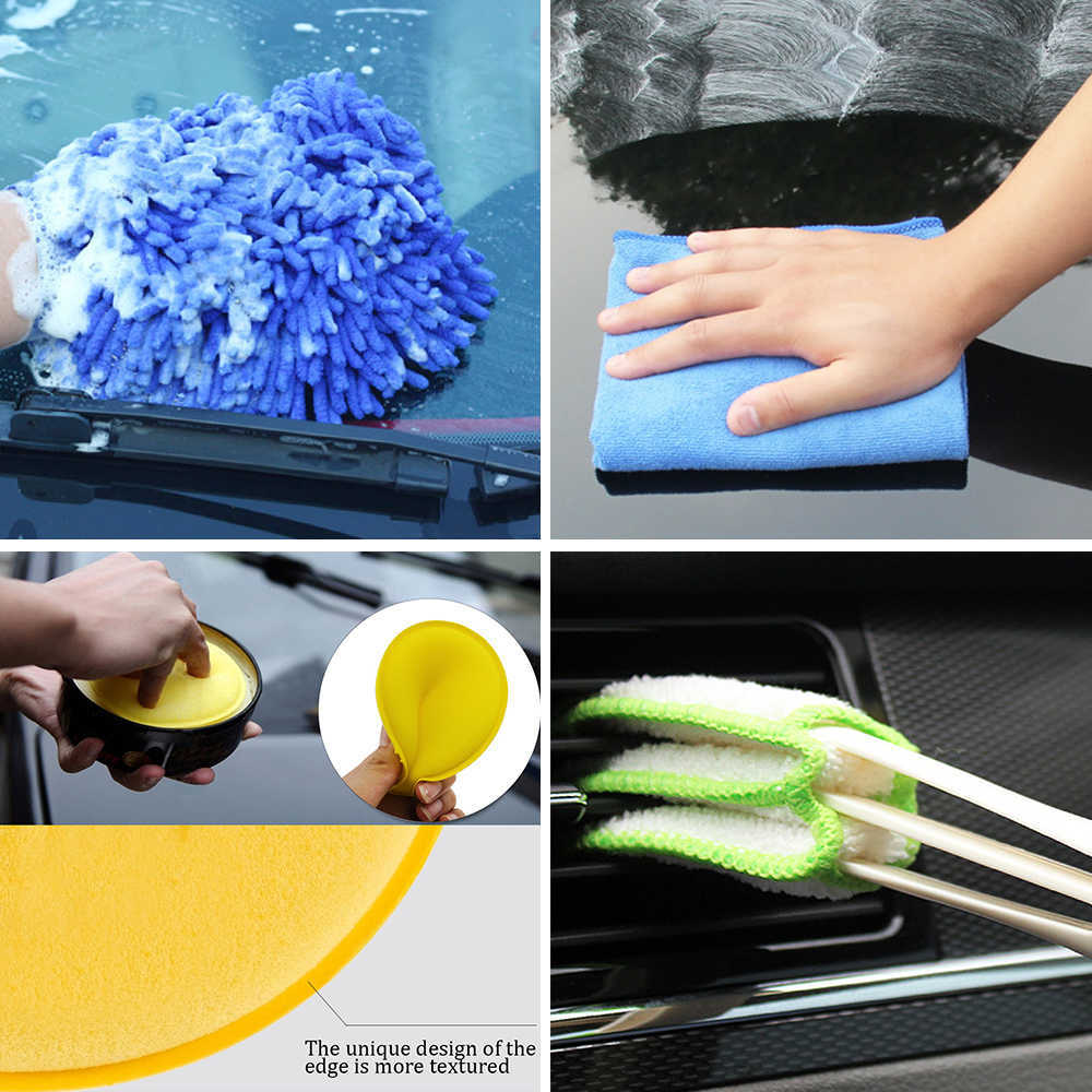 New Detailing Brush Set Power Scrubber Drill Brushes Set Nylon Brushes Sponge Buffing Pads For Air Vents Rim Dirt Dust Cleaning