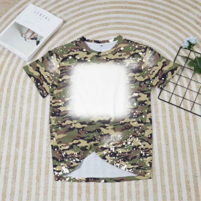 Local Warehouse Wholesale Pattern Style Sublimation Bleached Shirts Cotton Feel Thermal Transfer Blank Bleach Shirt Bleached Polyester T-Shirts L01