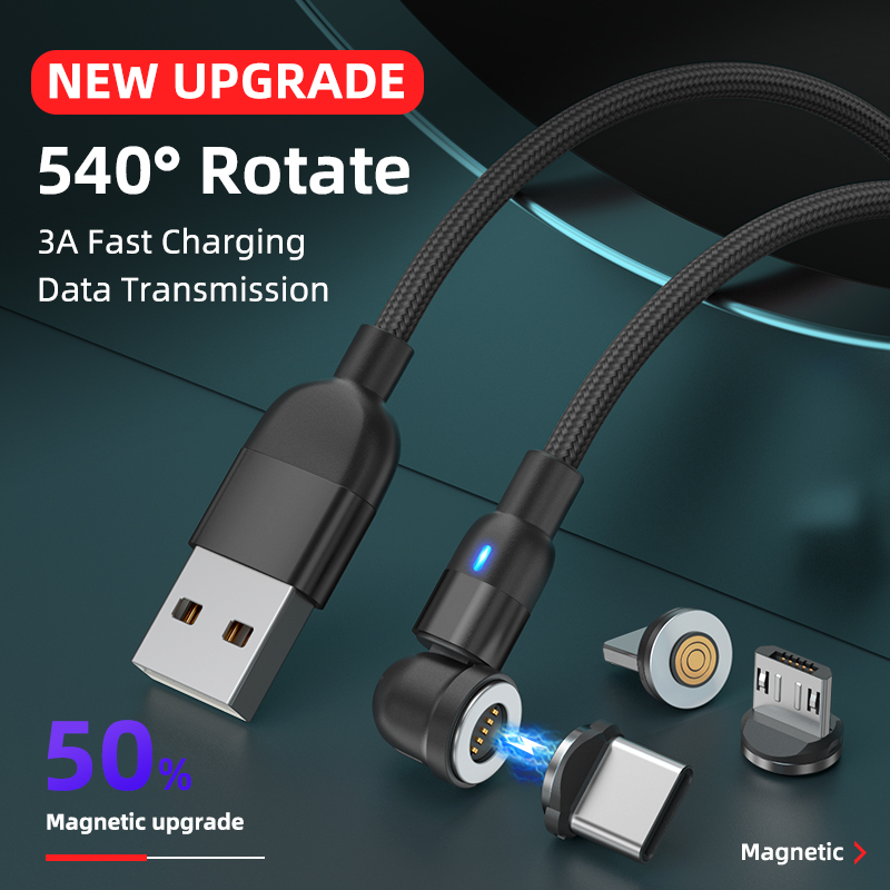 3A Fast Charging Magnetic Cable Sync Data High Speed  Line 3ft 6ft Type C Micro USB Cord with CE FCC ROHS izeso