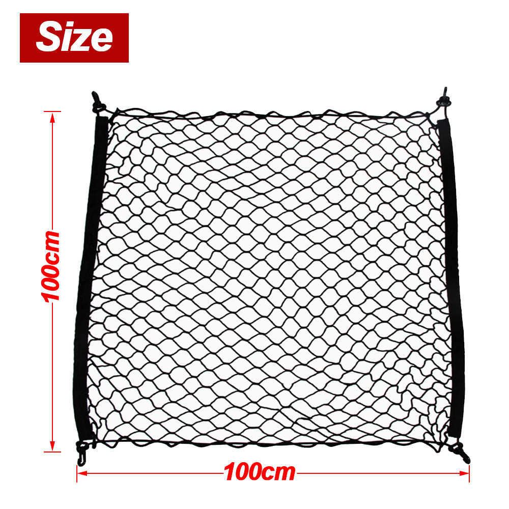 Ny bilstam Net SUV Auto Cargo Storage Mesh Holder Universal for Cars Nylon Stretchable Bagage Nets 100 x 100 cm Car Organizer