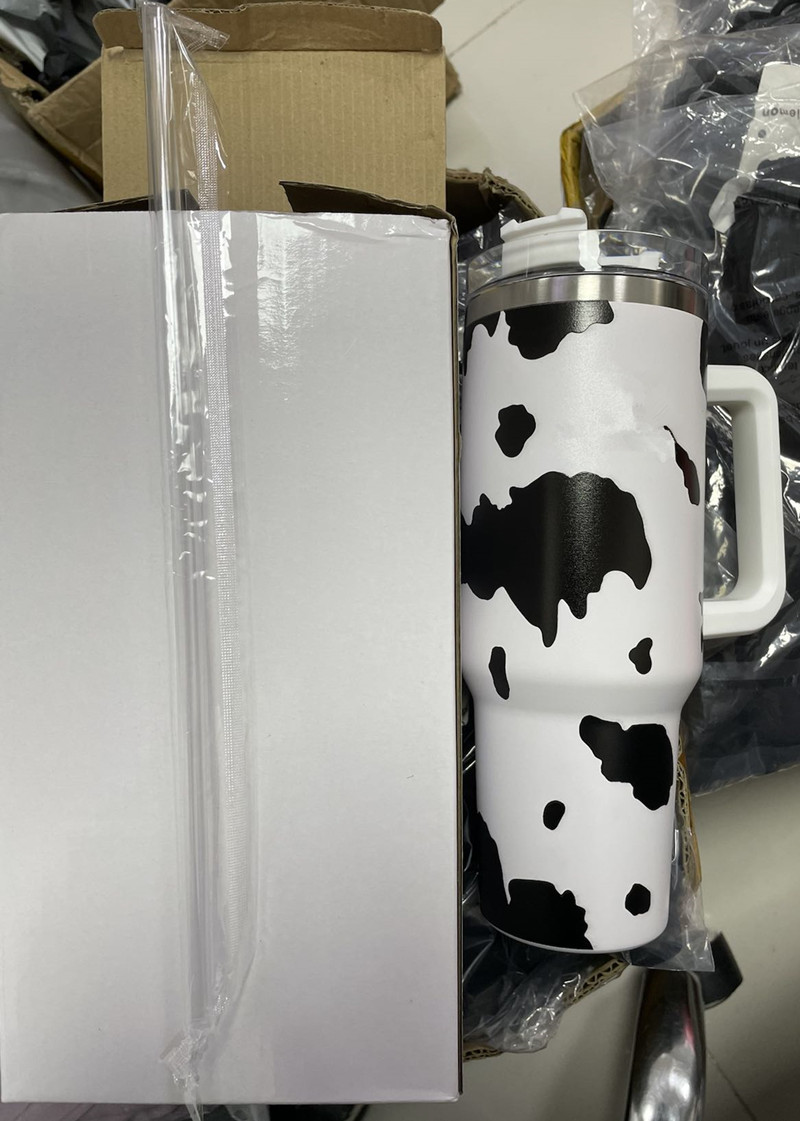 ST 304 Acier Inoxydable 40 OZ Hydratation Gear Skinny Tumbler Tasse Droite Isolée Sous Vide Avec Couvercles De Paille Bière Tasse À Café Verres Poignée Tasse À Eau