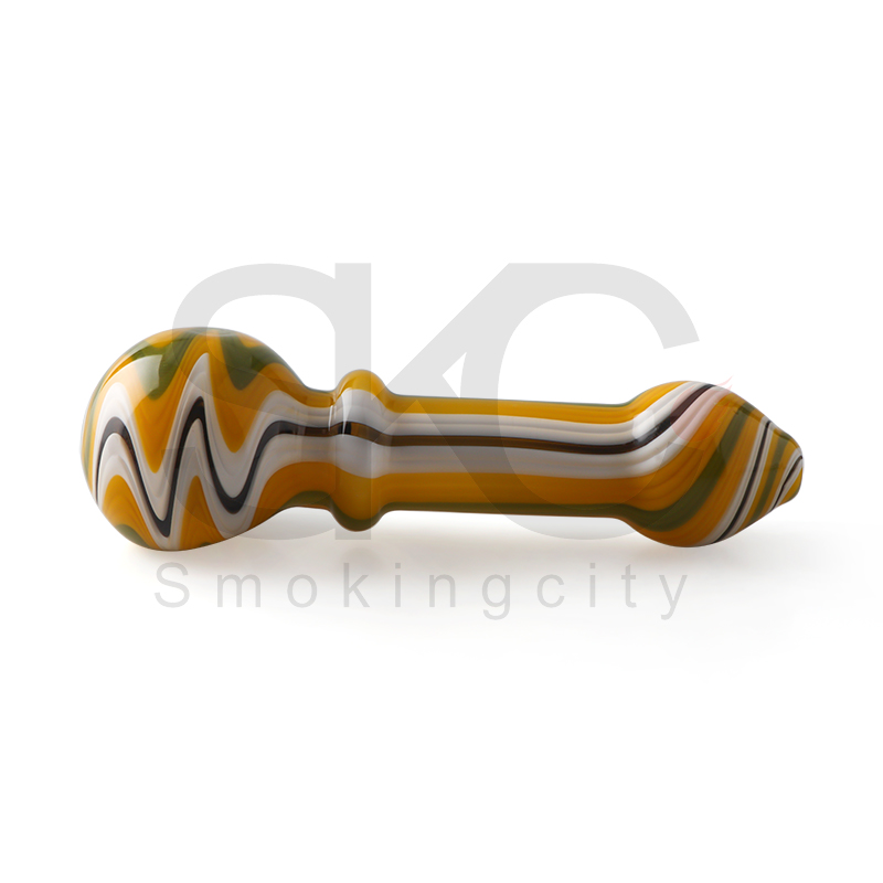 US Glass Trippy Swirls Spoon Pipes Smoke Hand Pipe For Tobacco Dry Herb